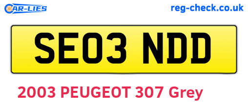 SE03NDD are the vehicle registration plates.