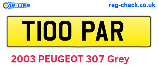 T100PAR are the vehicle registration plates.