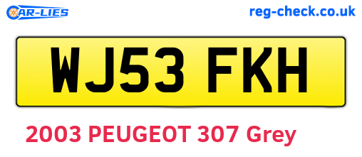 WJ53FKH are the vehicle registration plates.