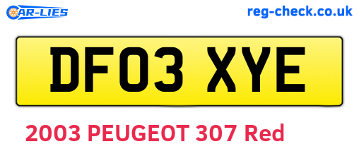 DF03XYE are the vehicle registration plates.