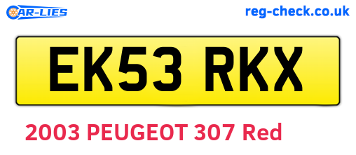 EK53RKX are the vehicle registration plates.