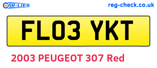 FL03YKT are the vehicle registration plates.