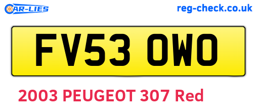 FV53OWO are the vehicle registration plates.