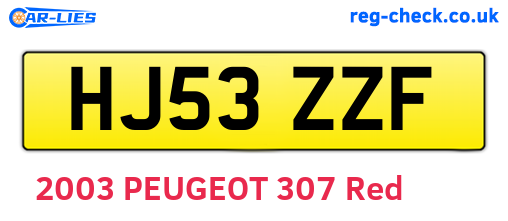HJ53ZZF are the vehicle registration plates.