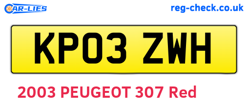KP03ZWH are the vehicle registration plates.