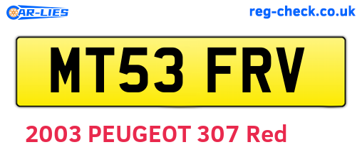 MT53FRV are the vehicle registration plates.