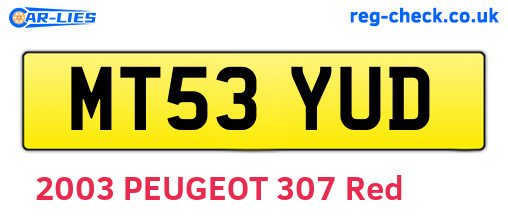 MT53YUD are the vehicle registration plates.