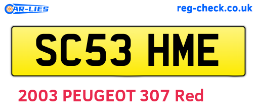 SC53HME are the vehicle registration plates.