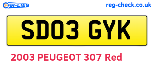 SD03GYK are the vehicle registration plates.