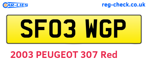 SF03WGP are the vehicle registration plates.