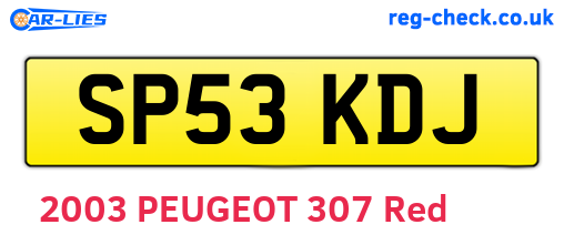 SP53KDJ are the vehicle registration plates.