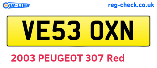 VE53OXN are the vehicle registration plates.
