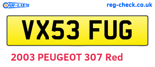 VX53FUG are the vehicle registration plates.
