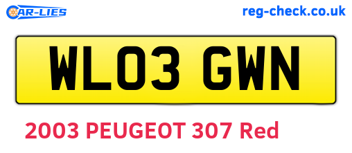 WL03GWN are the vehicle registration plates.