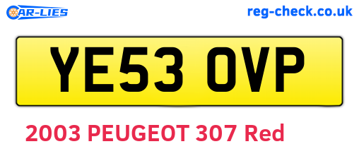 YE53OVP are the vehicle registration plates.