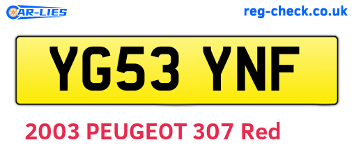 YG53YNF are the vehicle registration plates.