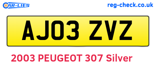 AJ03ZVZ are the vehicle registration plates.