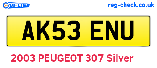 AK53ENU are the vehicle registration plates.