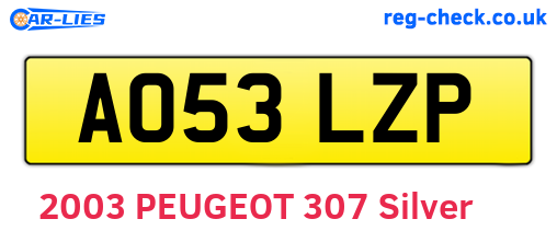 AO53LZP are the vehicle registration plates.
