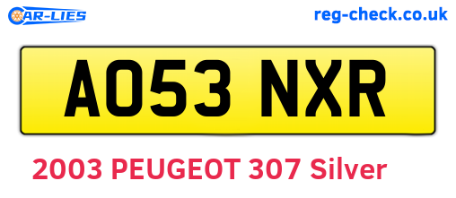 AO53NXR are the vehicle registration plates.