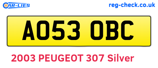 AO53OBC are the vehicle registration plates.