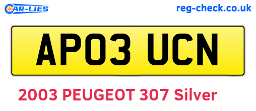 AP03UCN are the vehicle registration plates.