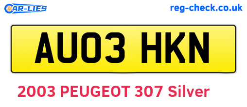 AU03HKN are the vehicle registration plates.