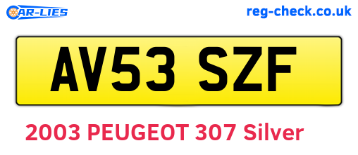AV53SZF are the vehicle registration plates.