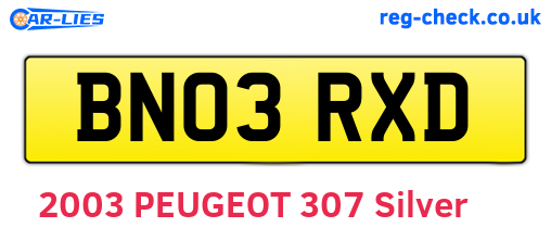 BN03RXD are the vehicle registration plates.
