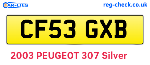 CF53GXB are the vehicle registration plates.