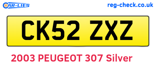 CK52ZXZ are the vehicle registration plates.