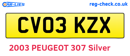CV03KZX are the vehicle registration plates.