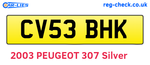 CV53BHK are the vehicle registration plates.