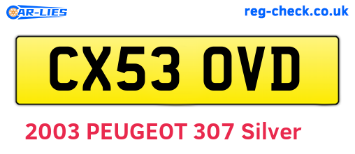 CX53OVD are the vehicle registration plates.
