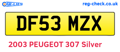 DF53MZX are the vehicle registration plates.