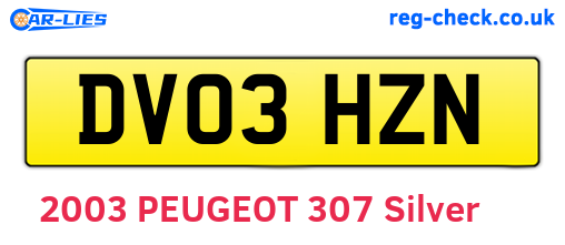 DV03HZN are the vehicle registration plates.
