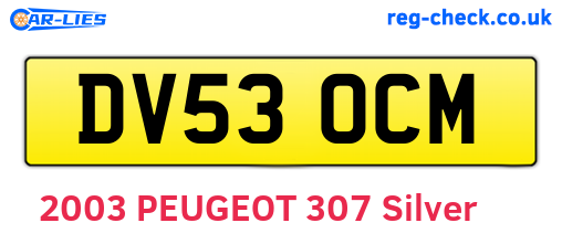 DV53OCM are the vehicle registration plates.