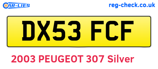 DX53FCF are the vehicle registration plates.