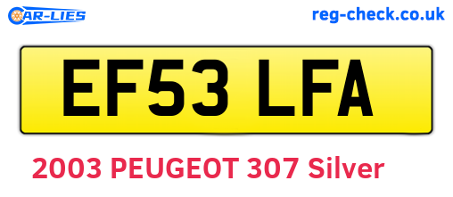 EF53LFA are the vehicle registration plates.
