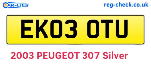 EK03OTU are the vehicle registration plates.