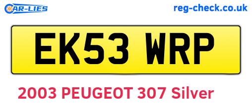 EK53WRP are the vehicle registration plates.