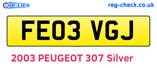 FE03VGJ are the vehicle registration plates.
