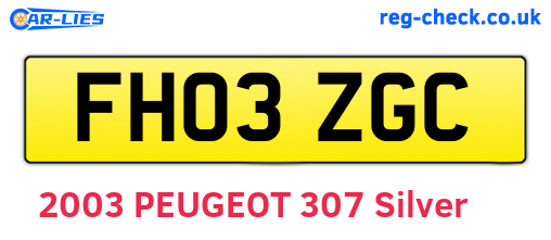 FH03ZGC are the vehicle registration plates.