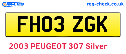 FH03ZGK are the vehicle registration plates.
