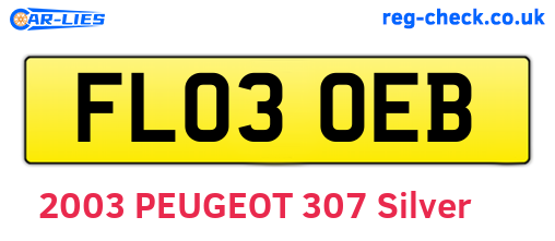 FL03OEB are the vehicle registration plates.