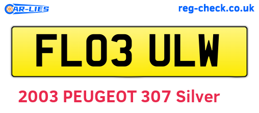 FL03ULW are the vehicle registration plates.
