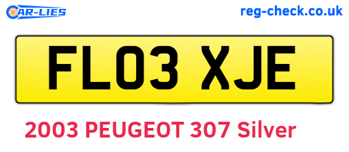 FL03XJE are the vehicle registration plates.