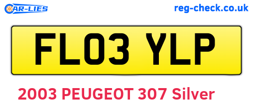 FL03YLP are the vehicle registration plates.