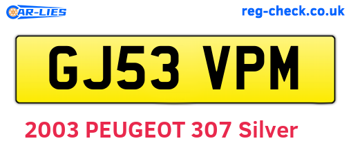 GJ53VPM are the vehicle registration plates.
