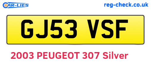 GJ53VSF are the vehicle registration plates.